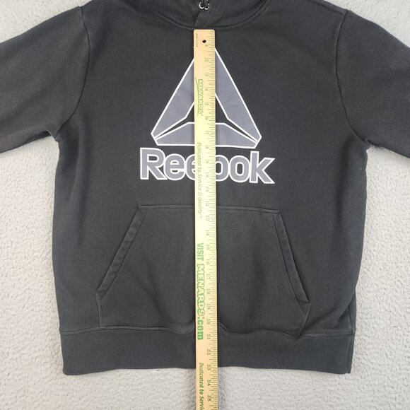 Reebok Hoodie Men's Medium Black Jumper Pullover Hooded Sweatshirt Cotton Blend - Picture 6 of 12